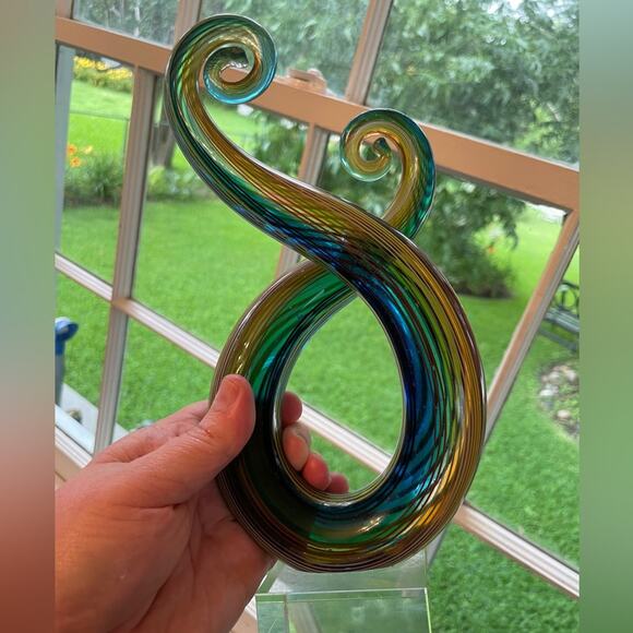Art Glass Swirl Sculpture 9"‎ Tall Rainbow - Picture 15 of 15